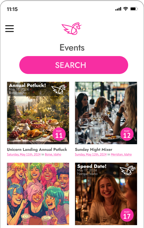 Clubs and Events Screen